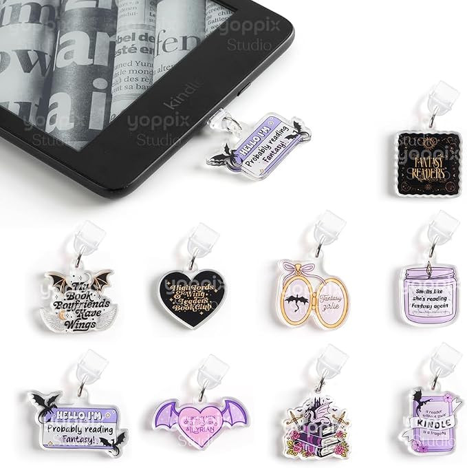 9PCS Charms for E-Reader, About Fantasy Dragon Theme Dust Plug Charm Compatible with Type C Charg... | Amazon (US)