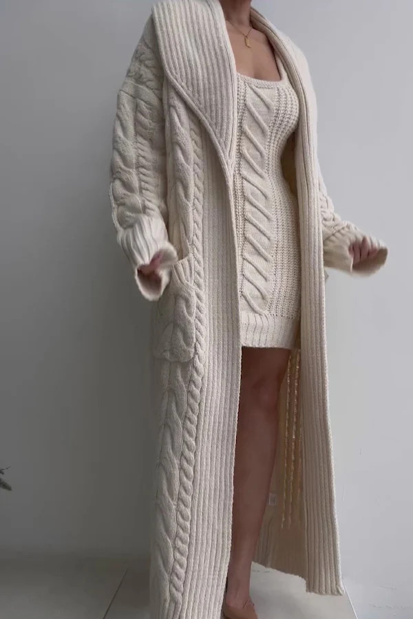 Ivory Upstate Cable Knit Cardigan | JLUXLABEL