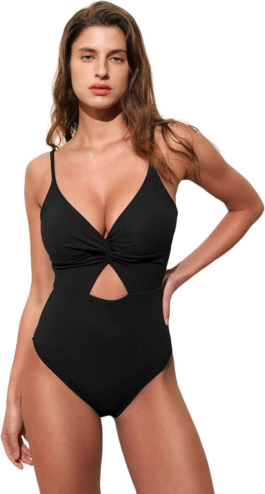 BERLOOK Women‘s Twist Cut Out One-Piece Swimsuit Tie Back Bathing Suit | Amazon (US)