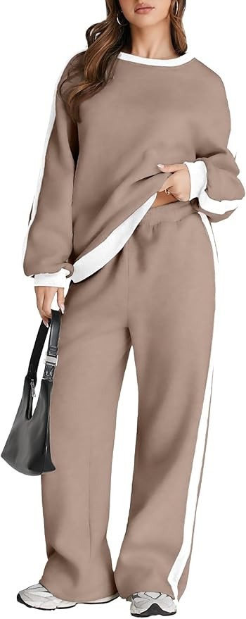 Herseas Women 2 Piece Outfits Color Block Sweatsuit Casual Fleece Lounge Matching Sets | Amazon (US)
