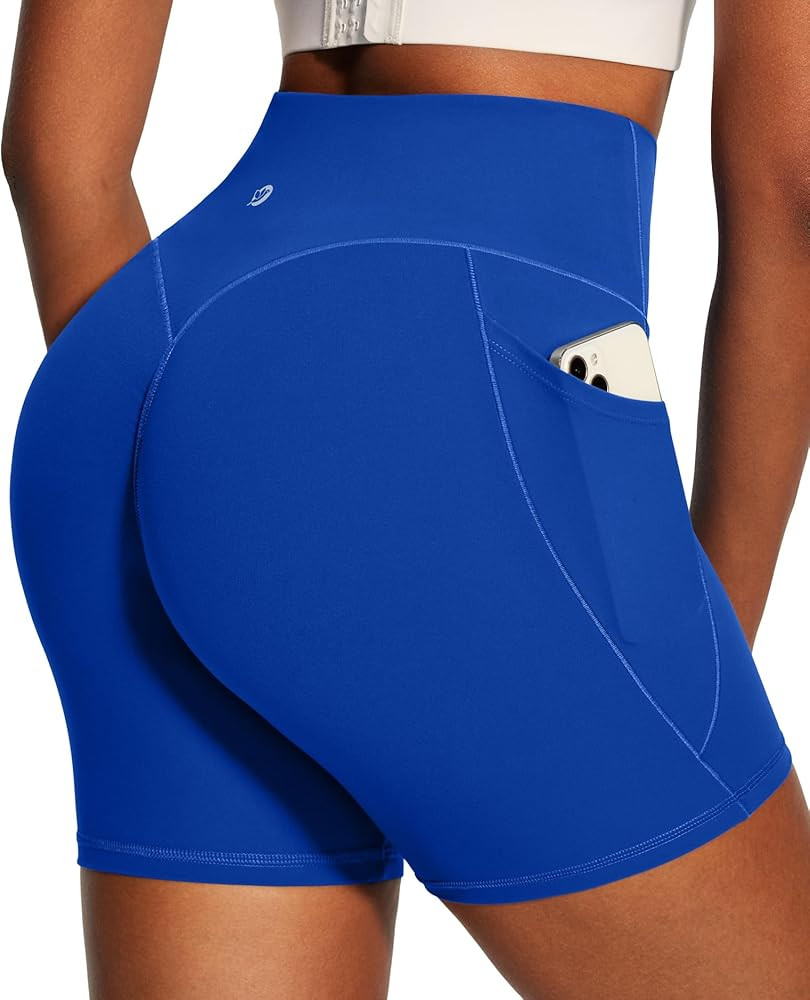 IUGA Butt Lifting Biker Shorts Women with Pockets Tummy Control No Front Seam Gym Workout Shorts ... | Amazon (US)