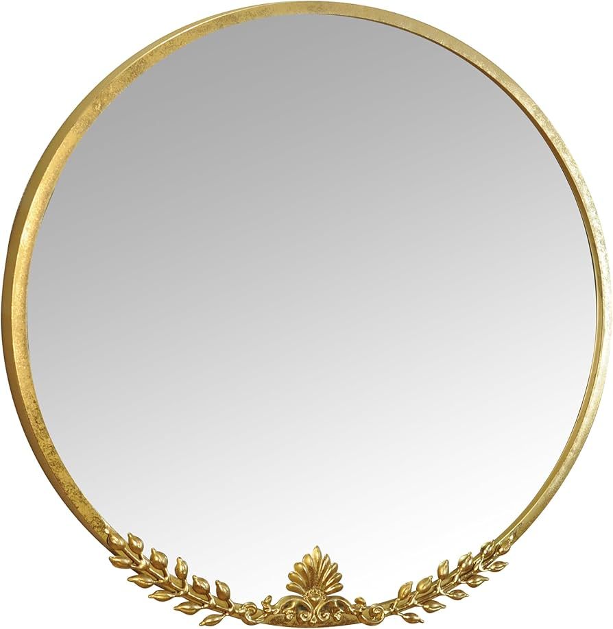 LOVNAHO Gold Mirror 24inch Metal Frame Round Wall Mirror Golden Trimmed Wall-Mounted Mirror for L... | Amazon (US)