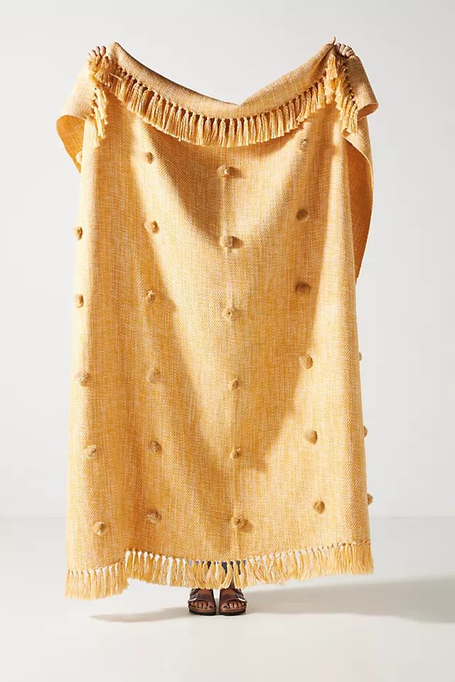 Polka Dot Pom Throw Blanket | Anthropologie (US)