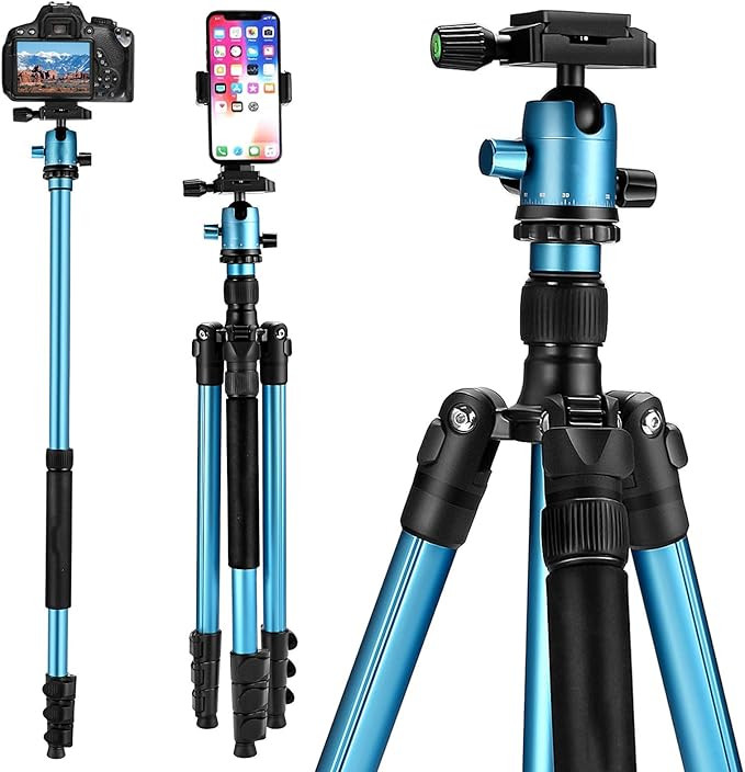 2022 New Professional Camera Tripod with Phone Mount, 62" DSLR Tripod for Travel, Super Lightweig... | Amazon (US)