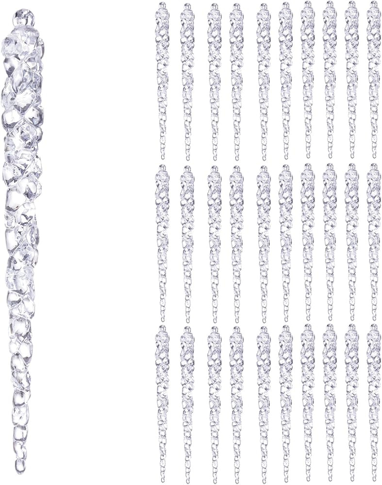 Christmas Icicle Hanging Ornaments 30pcs 5 Inches Acrylic Xmas Tree Garland Crystal Decorations W... | Amazon (US)