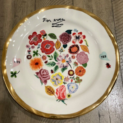 Anthropologie Nathalie Lete For Ever Flowers and Heart Wedding Plate Floral 10”  | eBay | eBay US