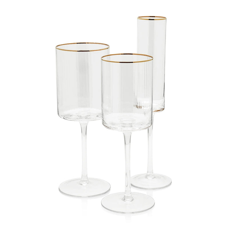 Optic Champagne Glass Set w/ Gold Rim | Modern Locke