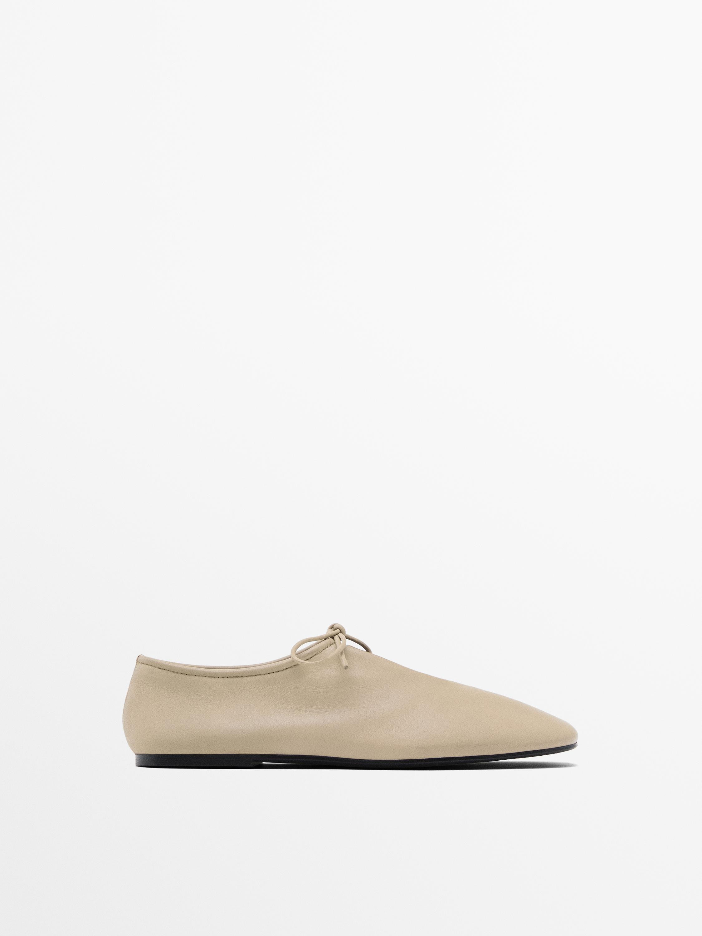Soft lace-up ballet flats | Massimo Dutti US