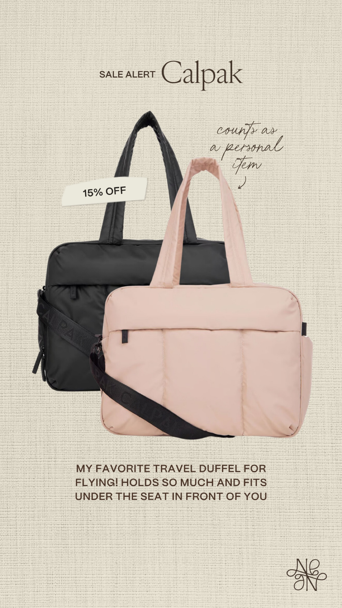 My favorite travel duffel is 15% OFF!! It holds so much, fits under the seat in front of you and counts as a personal item! 

calpak luka duffel, Mother’s Day gifts, gifts for mom, gifts for her, travel gifts, travel essentials, Calpak sale 

#LTKMothersDay #LTKSaleAlert #LTKTravel