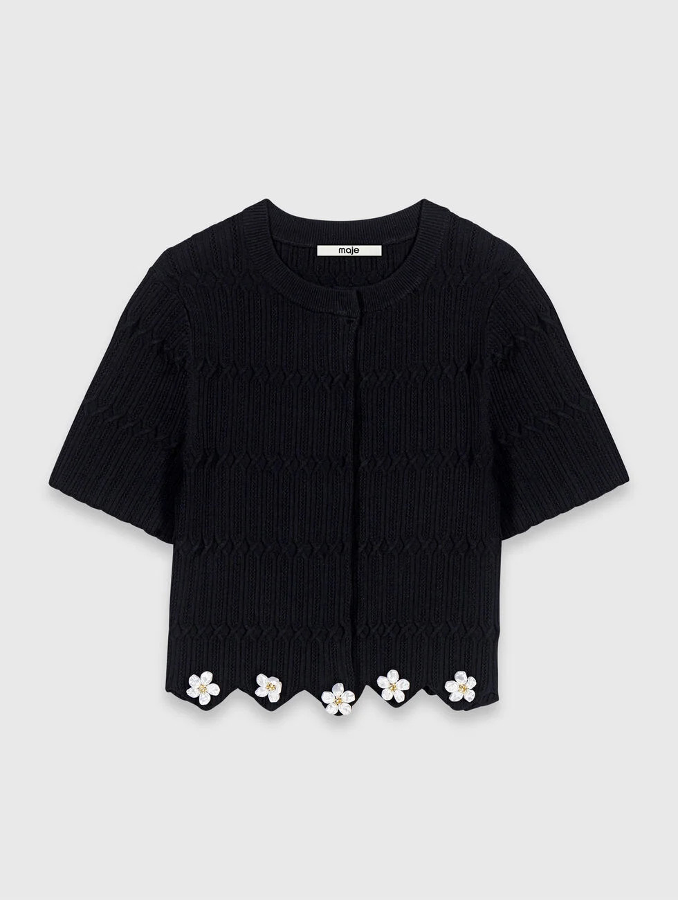 Cardigan with floral jewel details Black / Gray for Women | Maje | Maje US