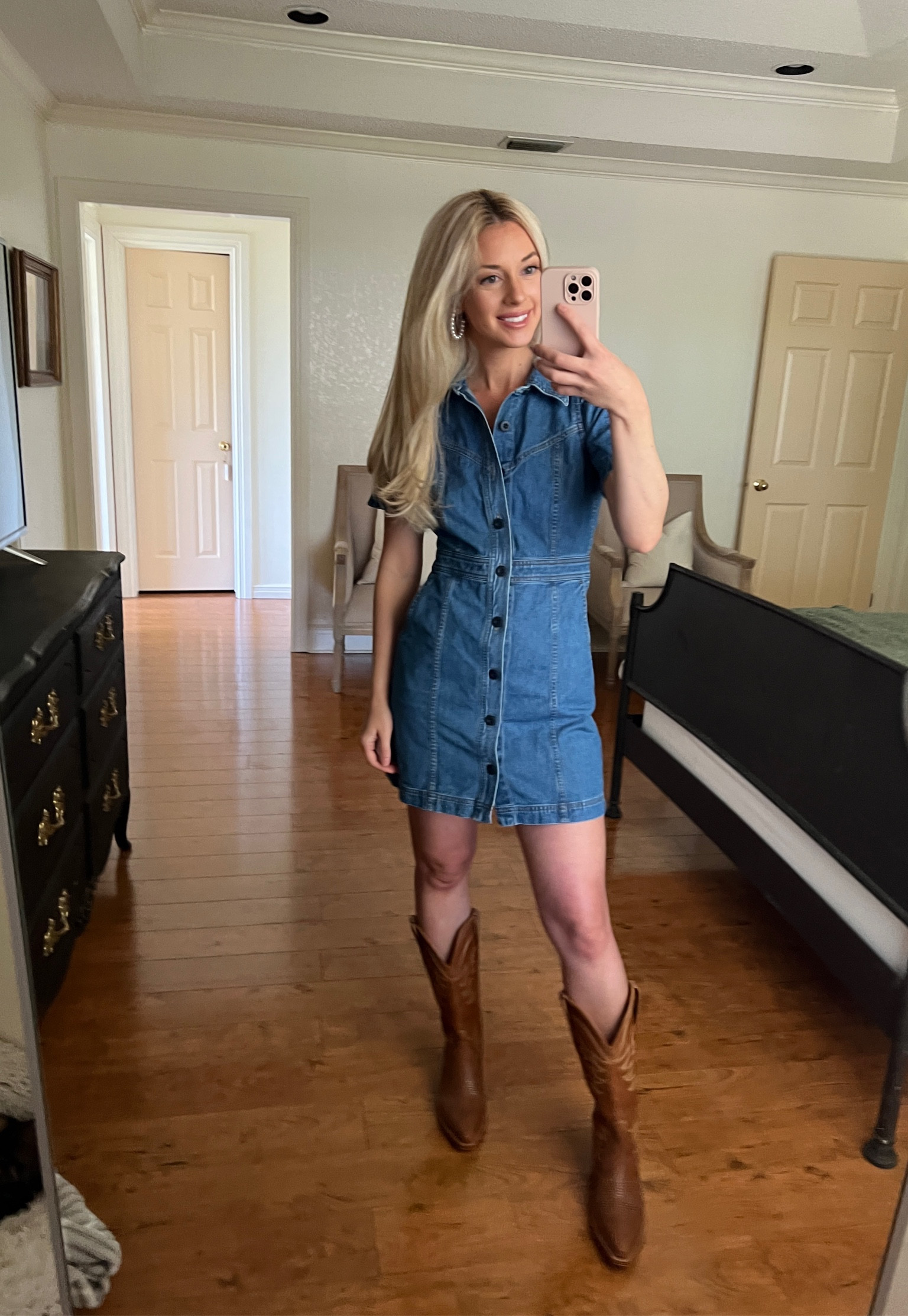90s Denim Dress Style Morgan Denim Mini Dress Medium