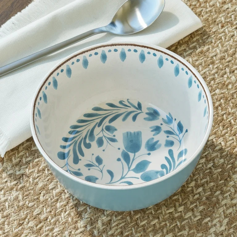 Better Homes & Gardens Bamboo Melamine Cereal Bowl, Blue | Walmart (US)