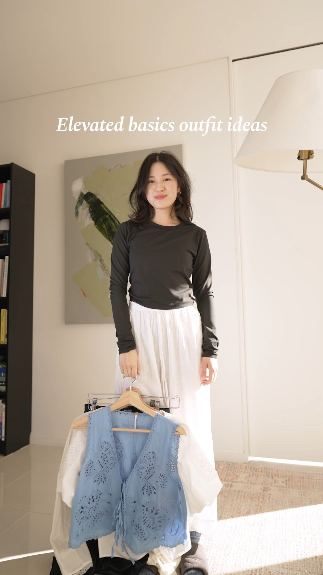 Blouses are super light, slightly sheer in fabric (oversized fit, size down)

Puff sleeve top and stripe skirt from Balzac Paris 🤍
Straw bag from Rouje 