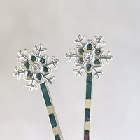 Snowflake Hair Pin, Christmas Winter Rhinestone Clip, Bobby Jewelry, Holiday Barrette | Etsy (US)