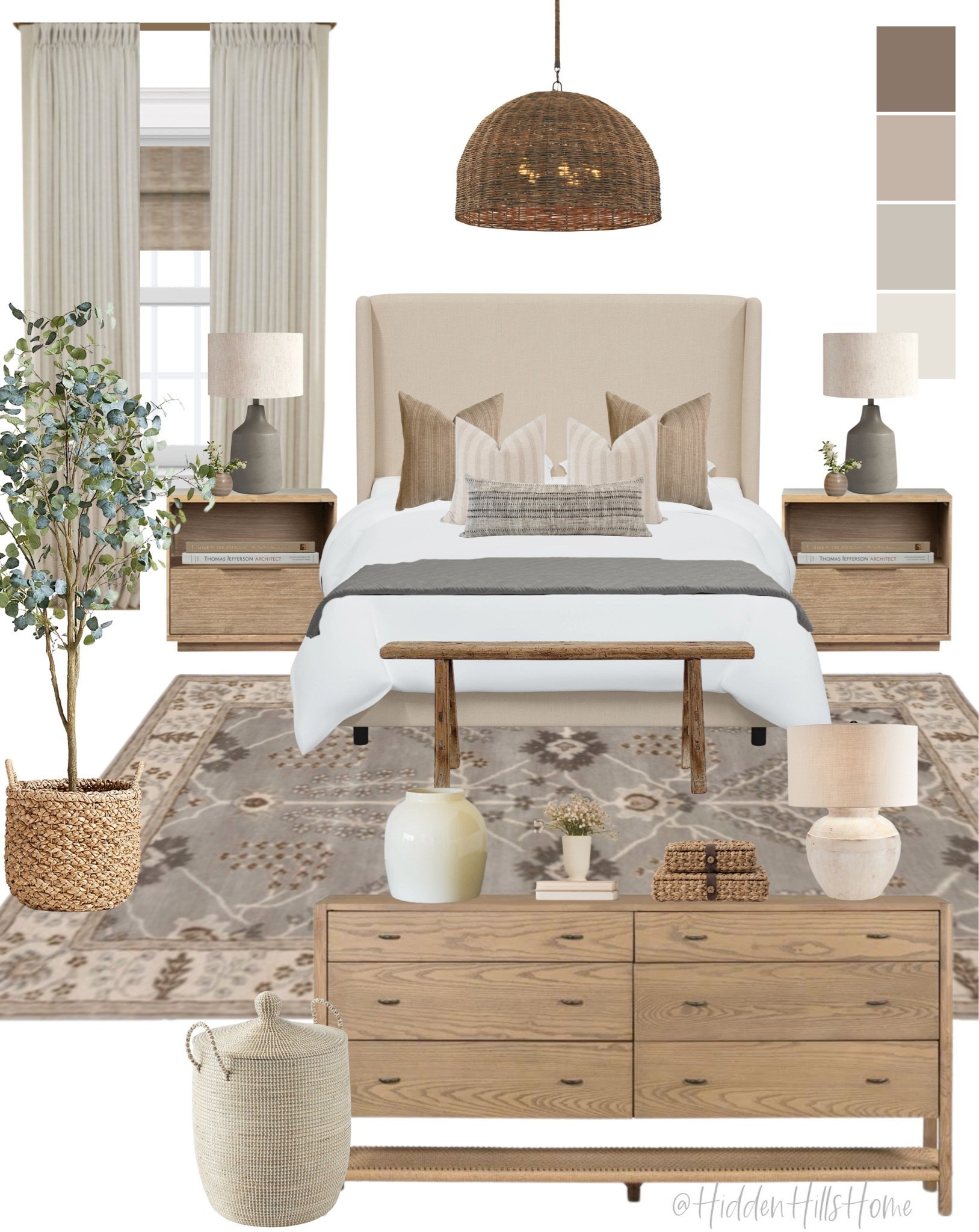 Bedroom decor mood board, primary bedroom decor ideas, home decor, bedroom design, nightstands, bedroom rug #bedroom

#LTKHome #LTKSaleAlert