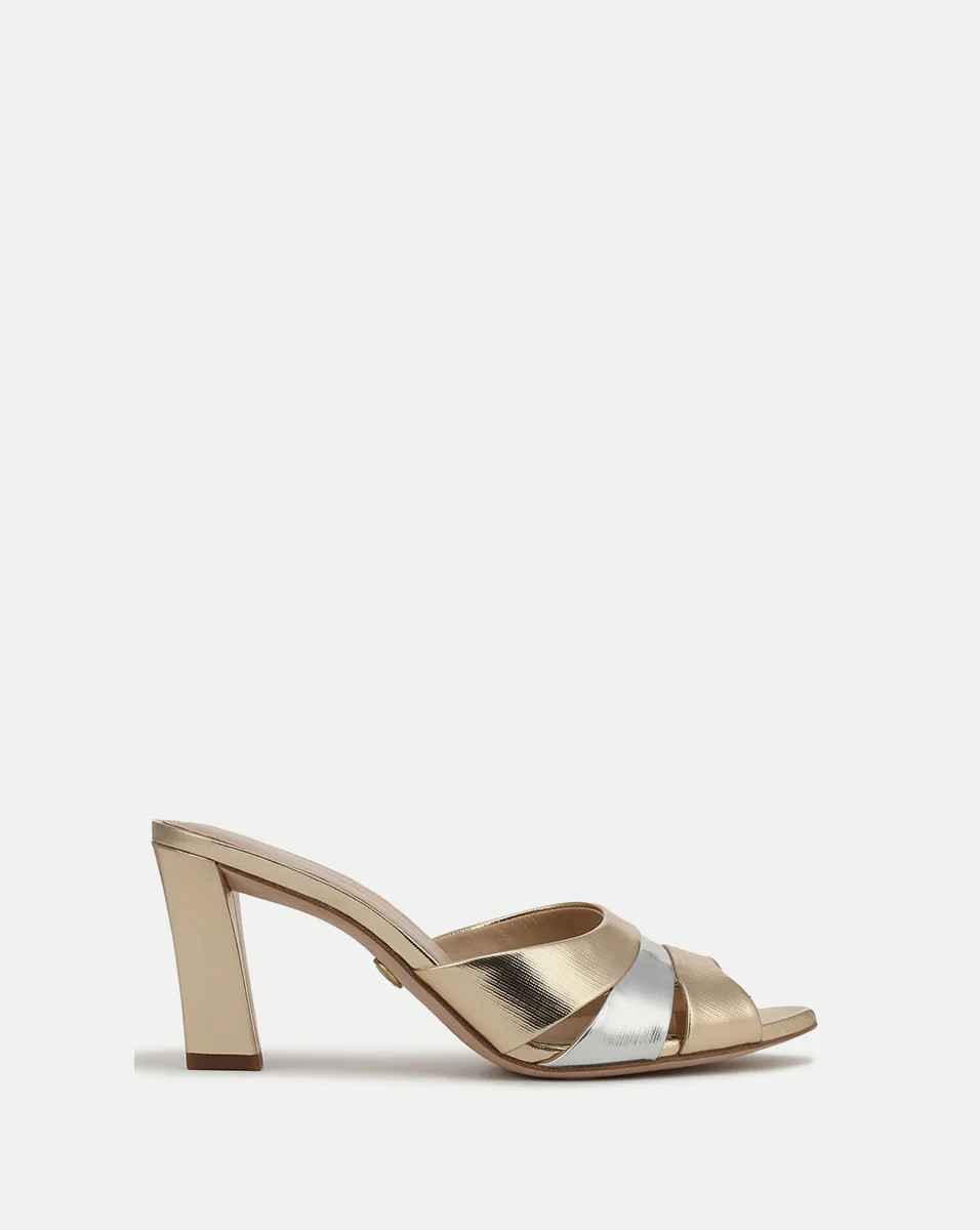 Cassiel Metallic Slide Sandal in Gold & Silver | Veronica Beard | Veronica Beard