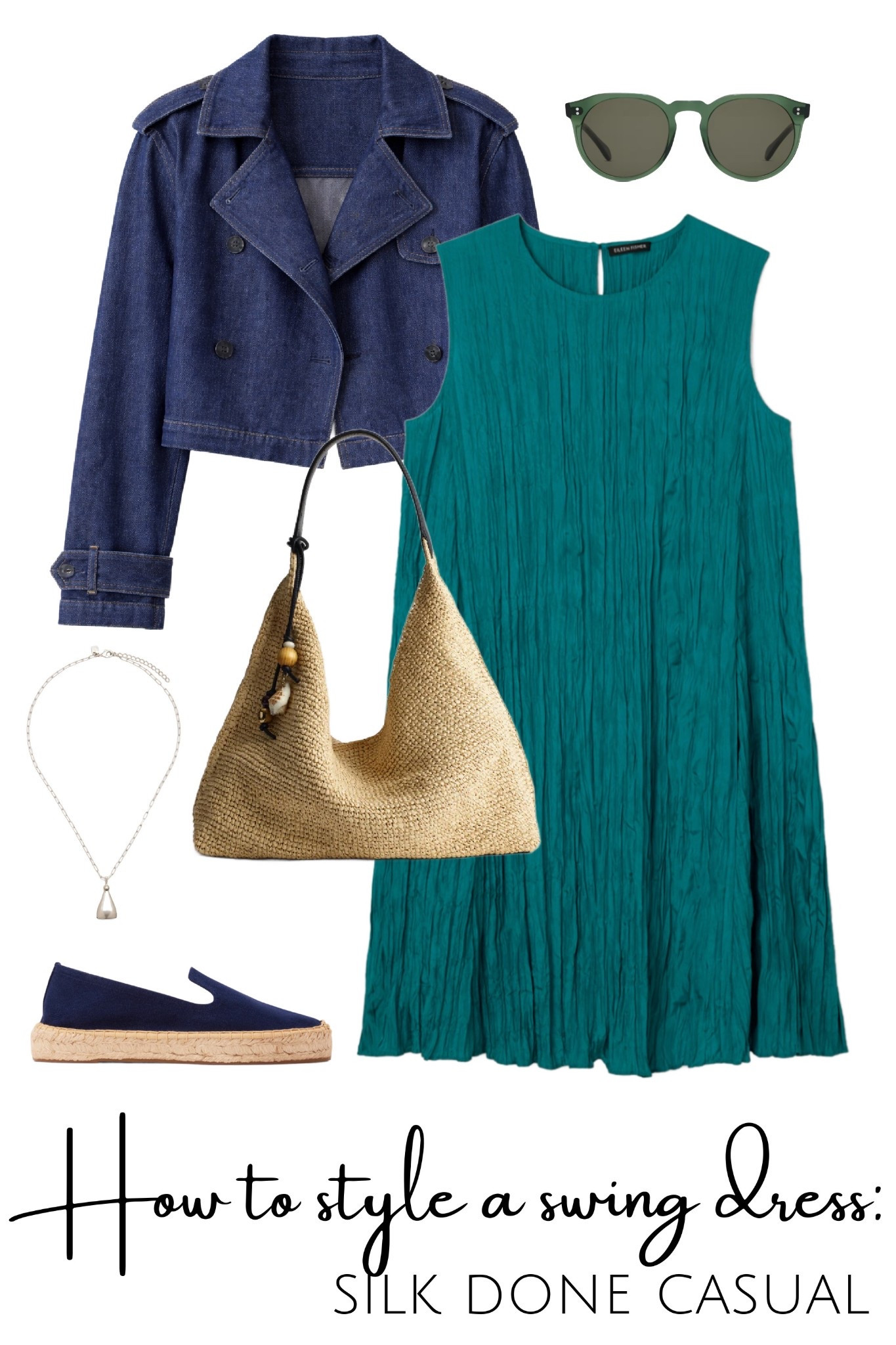 How to style a Swing Dress with a denim jacket. @gapstyle @Quince @Madewell 

#LTKOver40 #LTKSeasonal #LTKMidsize