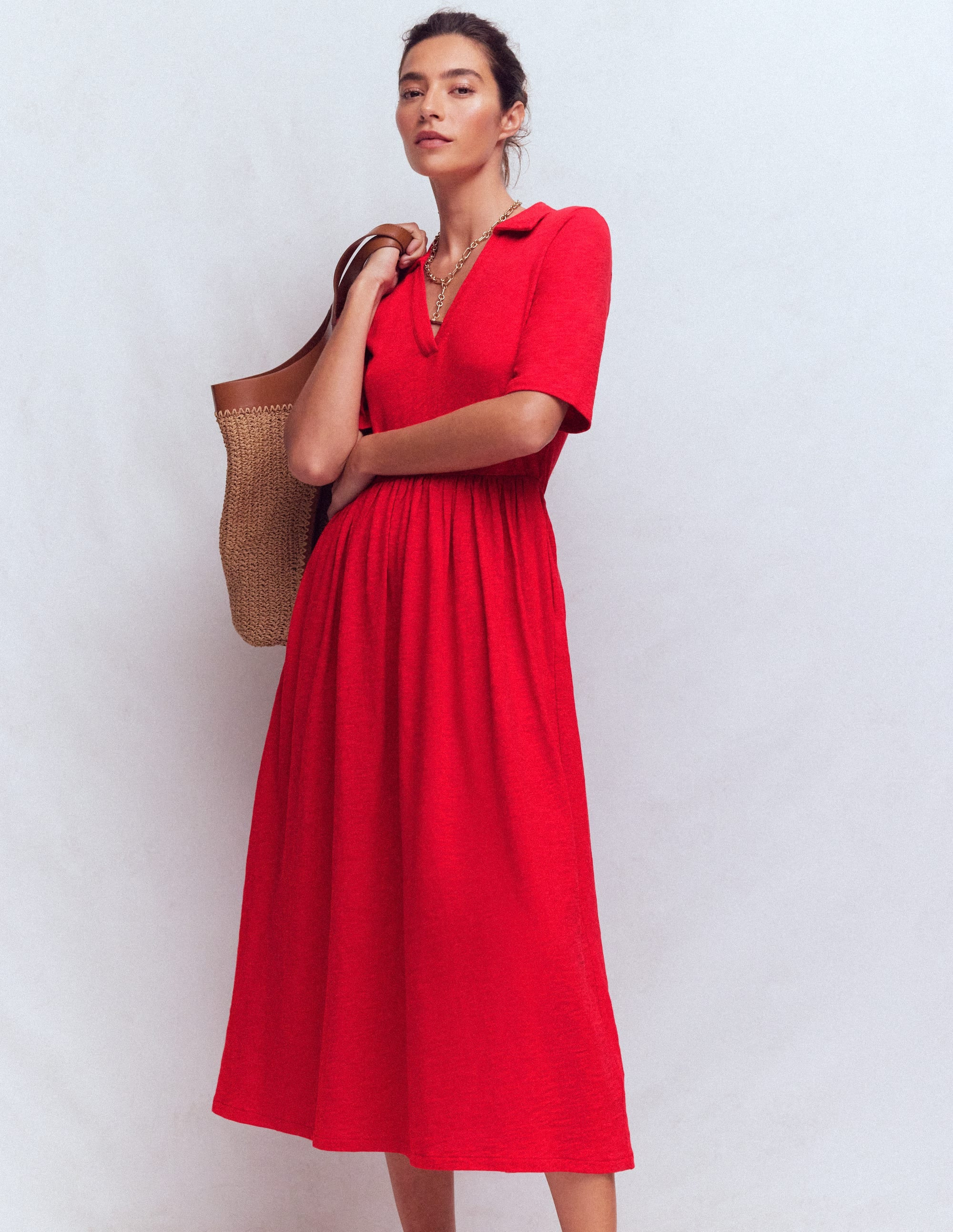 Aria Collared Jersey Dress-Merida Red | Boden UK