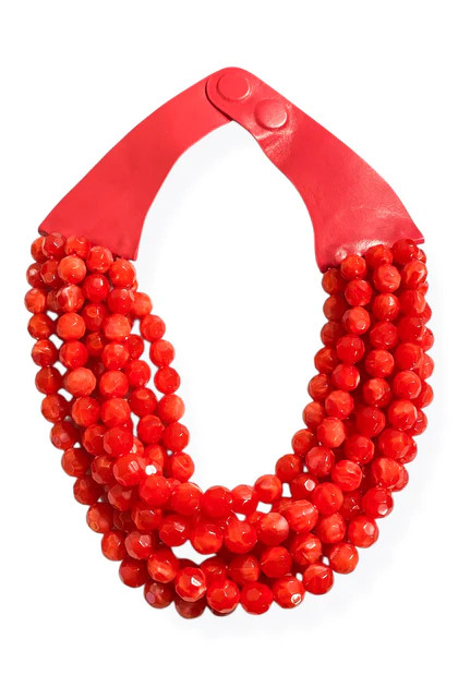 Carla Red Faceted Bead Statement Necklace | The Willow Tree