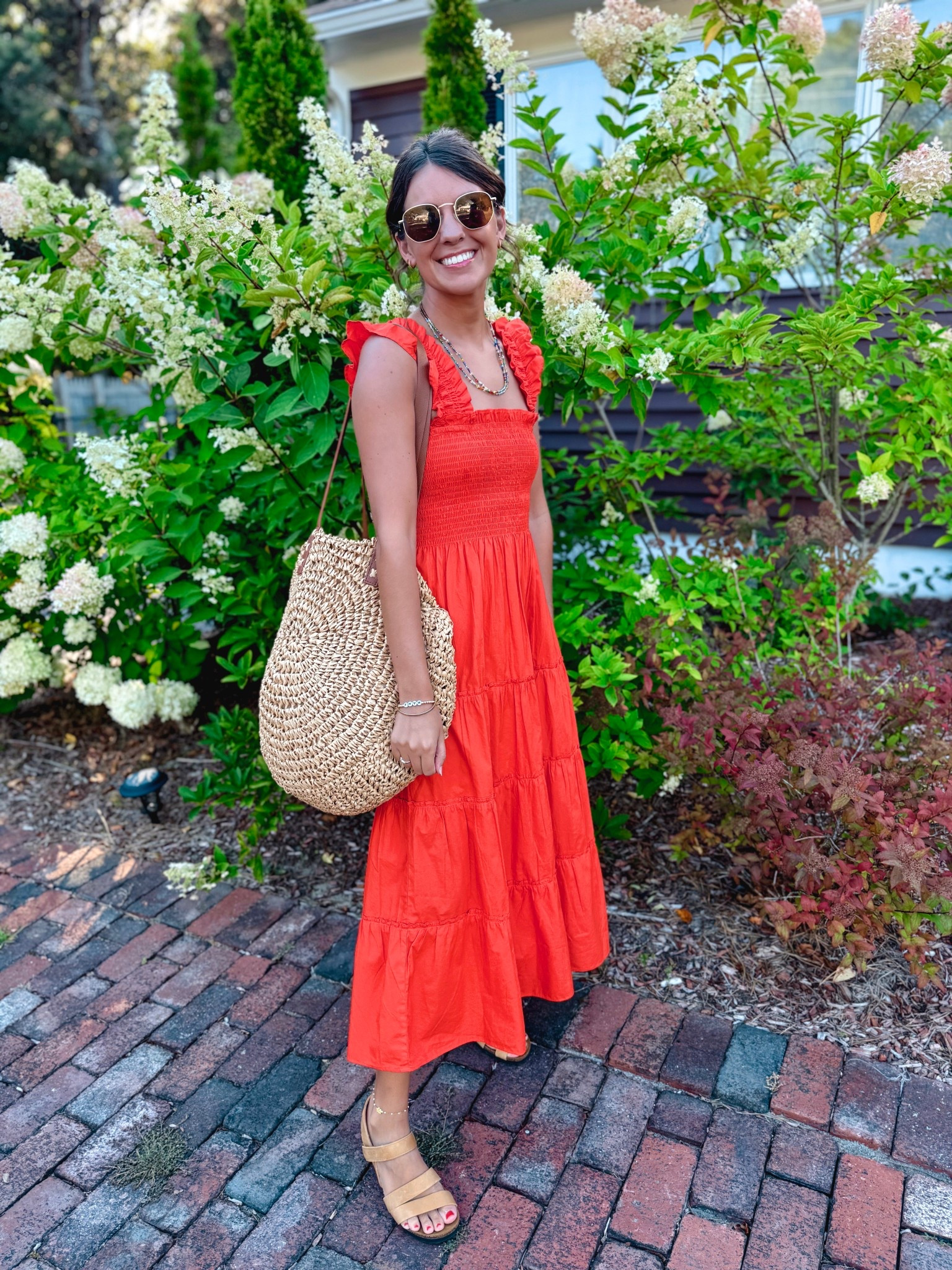 Wearing xs in my dress in vermillion red (use INFG-26MARISSAWEARSANOUTFIT10  for 10% off your first order from Quince (new customers only!)) 

Wearing my true size 6 in my sandals—so comfy 🫶🏽




#LTKootd #LTKgrwm #LTKPetite