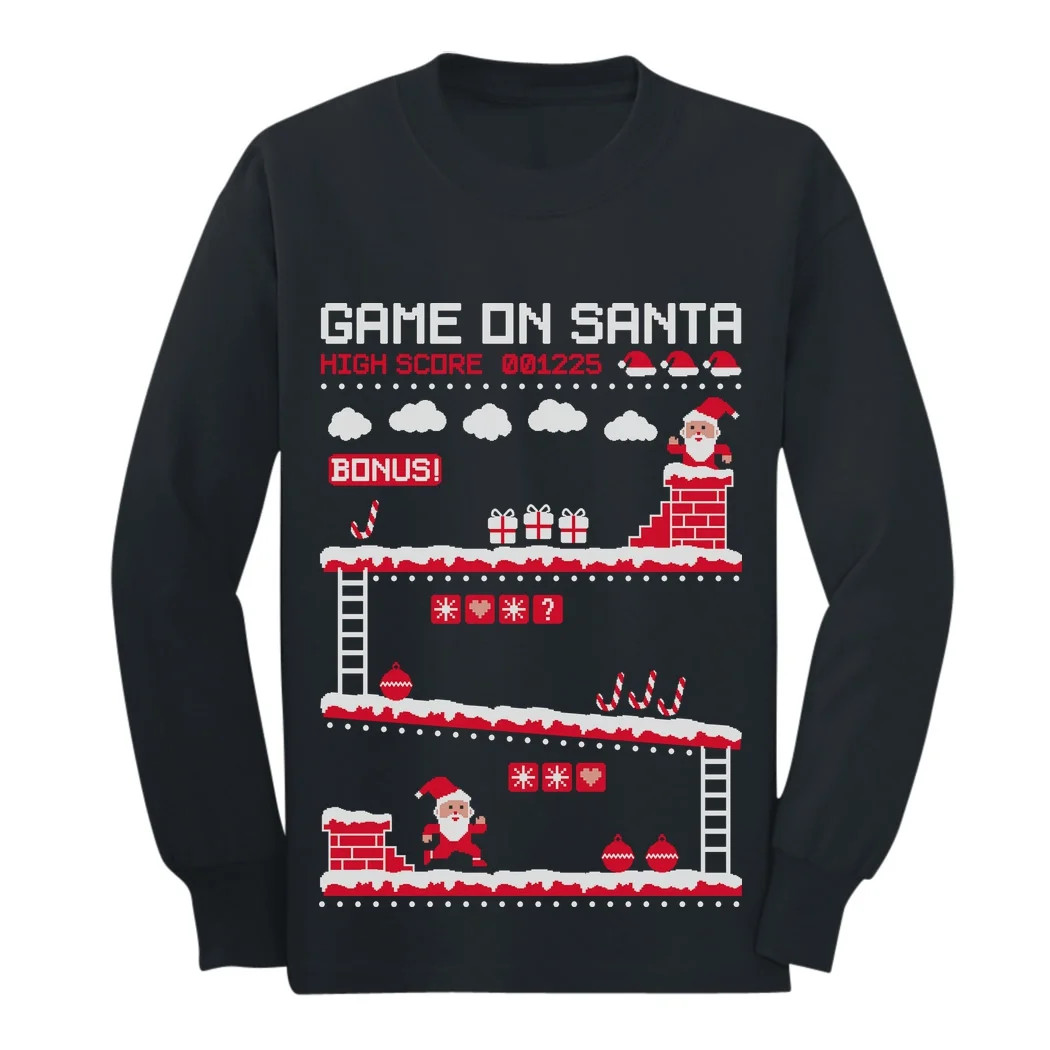 Tstars Boys Unisex Ugly Christmas Sweater Video Game on Santa 8bit Gamers Kids Christmas Gift Hol... | Walmart (US)