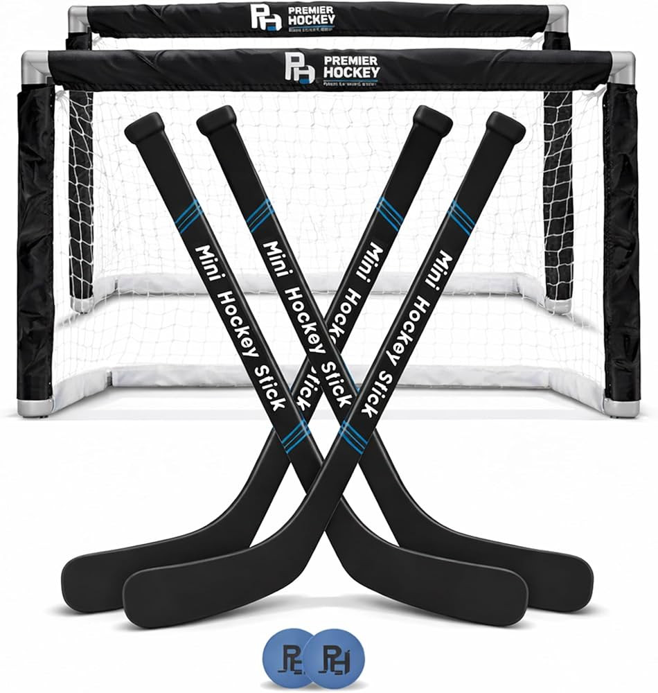 Premier Sports Mini Hockey Set \u2013 Complete 4-Player Indoor Kit with (2) Mini Goals, (4) Mini ... | Amazon (US)