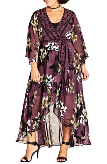 Plus Size Women's City Chic Burgundy Lily Maxi Dress | Nordstrom