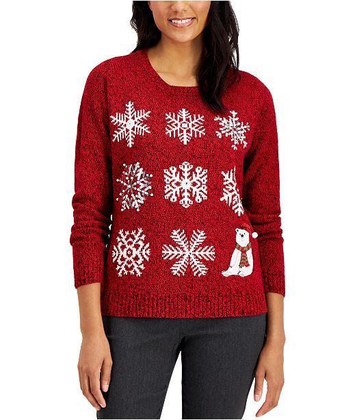 Sequined Snowflake Sweater, Regular & Petite Sizes, Created for Macy's | Macys (US)