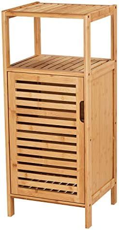 VIAGDO Bathroom Floor Cabinet, Wooden Storage Organizer Unit with Single Door and Shelf, Free Sta... | Amazon (US)