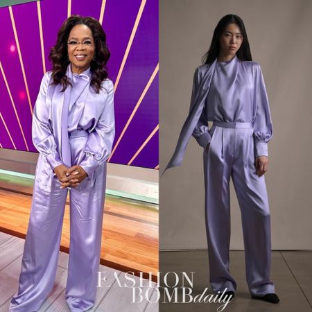 Oprah continued her #colorpurple
Promo
Wearing a look by Adam Lippes