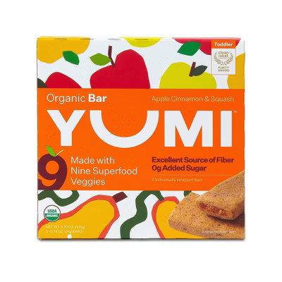 YUMI Clean Label Certified Organic Bar, Apple Cinnamon Squash Baby Snacks - 3.7oz/5ct | Target