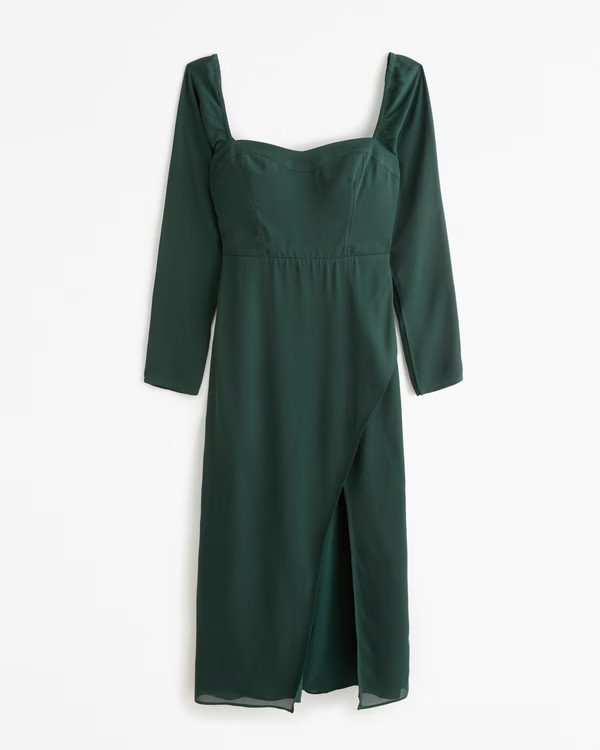 The A&F Camille Long-Sleeve Midi Dress | Abercrombie & Fitch (US)