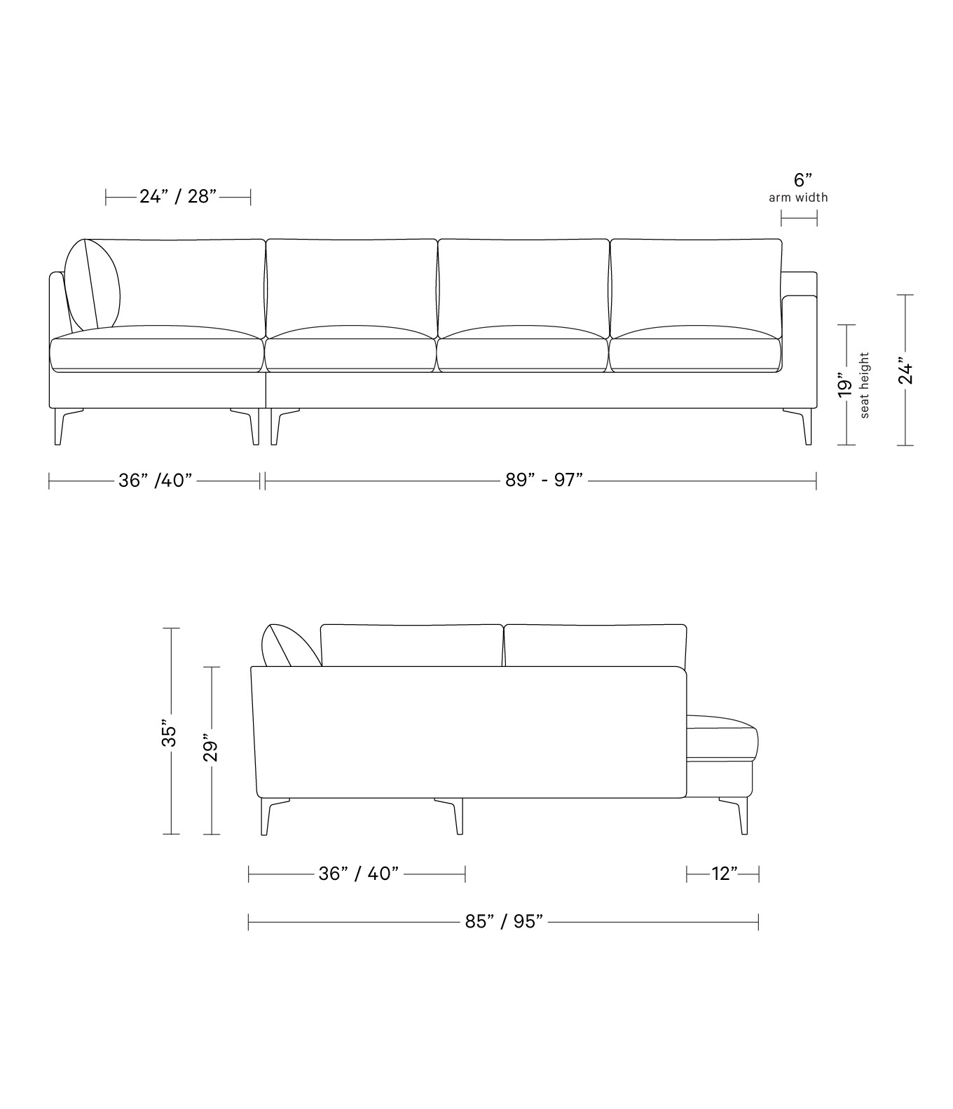Sloan 4-Seat  Bumper Sectional | Interior Define