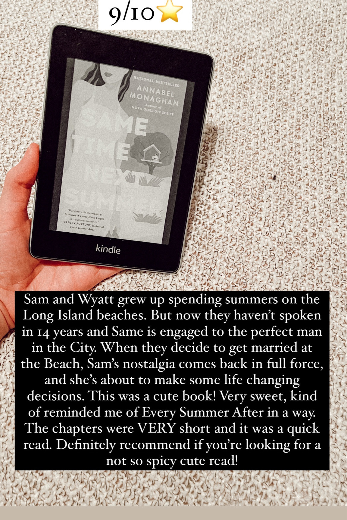 64. Same Time Next Summer by Annabel Monaghan :: 9/10⭐️ Sam and Wyatt grew up spending summers on the Long Island beaches. But now they haven’t spoken in 14 years and Same is engaged to the perfect man in the City. When they decide to get married at the Beach, Sam’s nostalgia comes back in full force, and she’s about to make some life changing decisions. This was a cute book! Very sweet, kind of reminded me of Every Summer After in a way. The chapters were VERY short and it was a quick read. Definitely recommend if you’re looking for a not so spicy cute read!

book / thrillers / romance / travel book / good reads / booktok books / book recommendations / on my bookshelf / kindle books / audio books / kindle girlie / kindle unlimited / amazon books / amazon reads / amazon readers / reading / reading must haves / trending books / kindle accessories / books accessories / books

#LTKtravel #LTKhome