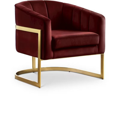 Meridian Furniture,Carter Burgundy Velvet Accent Chair | Target