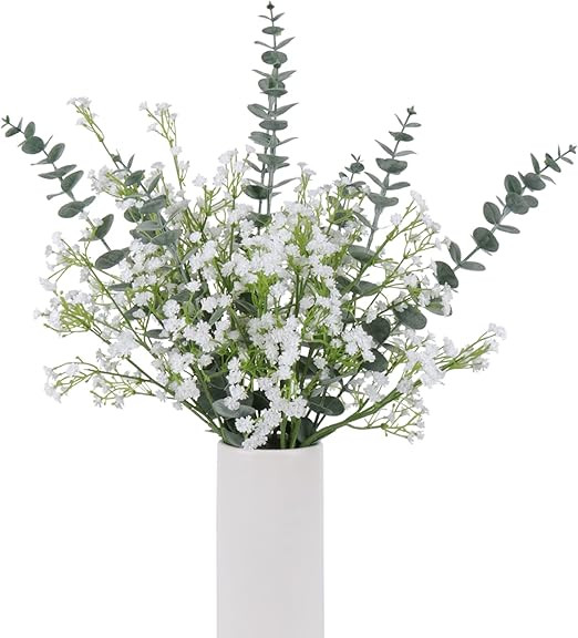18pcs Babys Breath Eucalyptus Leaves Bouquet Gypsophila Artificial Flowers and Faux Greenery for ... | Amazon (US)