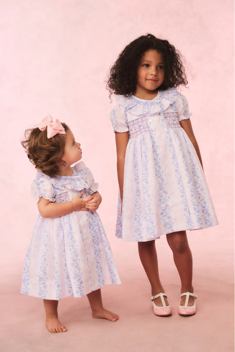 Cecil & Lou Girls Floral Bow Smocked Dress | LoveShackFancy