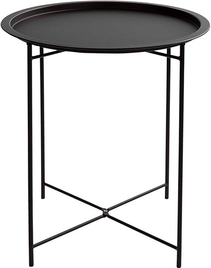 HollyHOME Folding Tray Metal Side Table, Sofa Table Small Round End Tables, Anti-Rust and Waterpr... | Amazon (US)