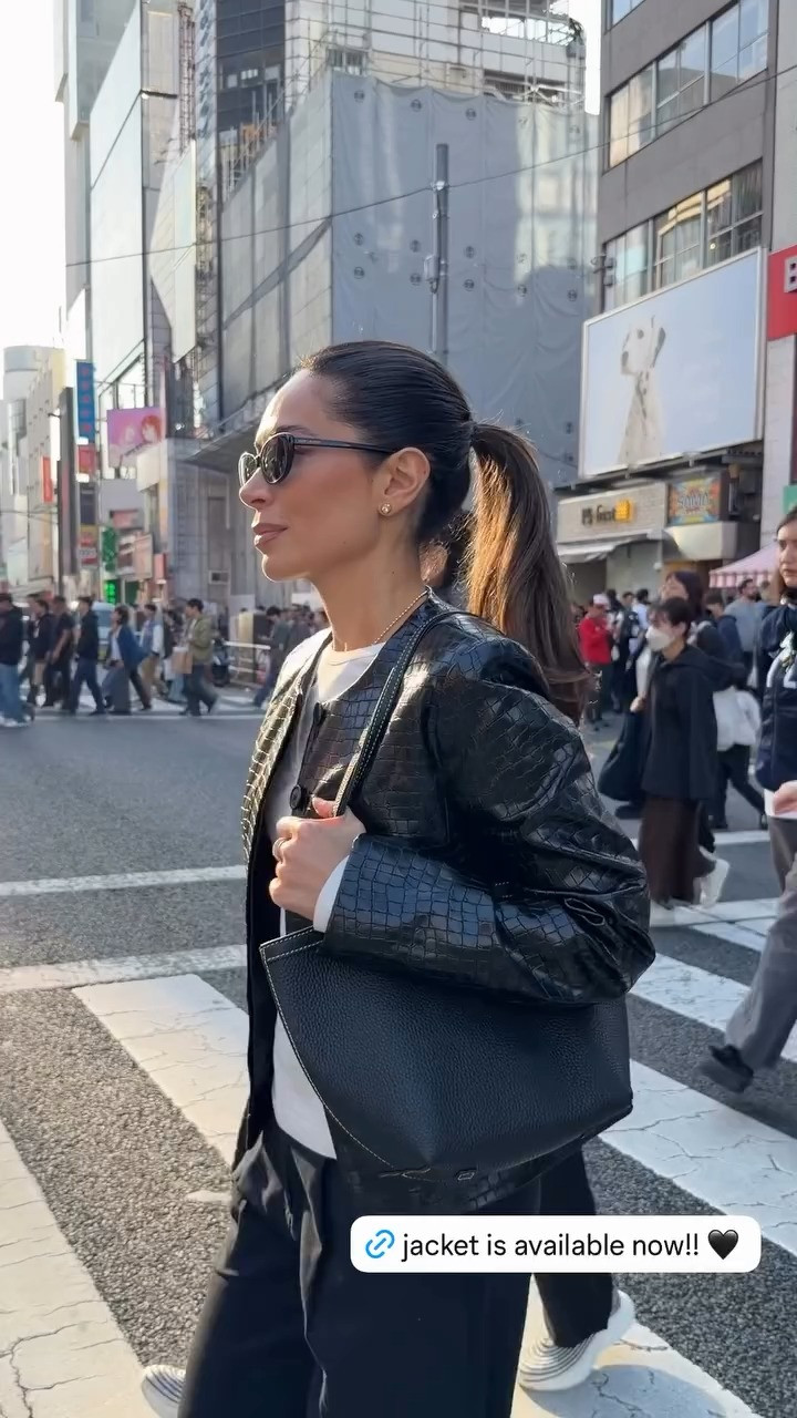 My black croc jacket is now available on Revolve! 

 #LTKootd