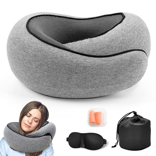 NUOKOU Neck Pillow, 2024 New Neck Pillow, Memory Cotton Neck Pillow, Can Store U-Shaped Pillow, Suitable for Airplanes, Cars, Offices, Upright Sleeping Neck Pillow (Gray) | Amazon (US)