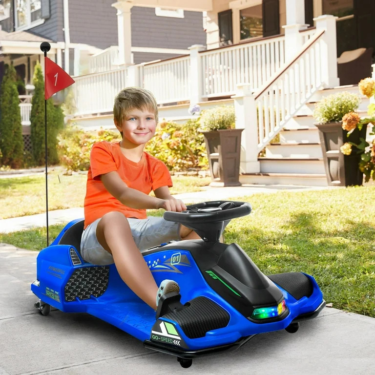 Aosom 12V Electric Go Kart, 5 MPH Drifting Car for Kids Outdoor Ride on Toy with Slow Start, Musi... | Walmart (US)