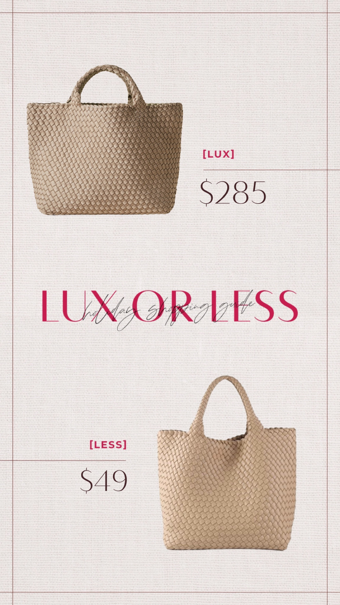Luxe or less: bag 👜☀️

#LTKTravel #LTKSeasonal #LTKStyleTip