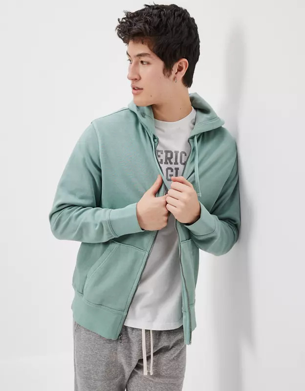 AE Super Soft Fleece Zip-Up Hoodie | American Eagle Outfitters (US & CA)