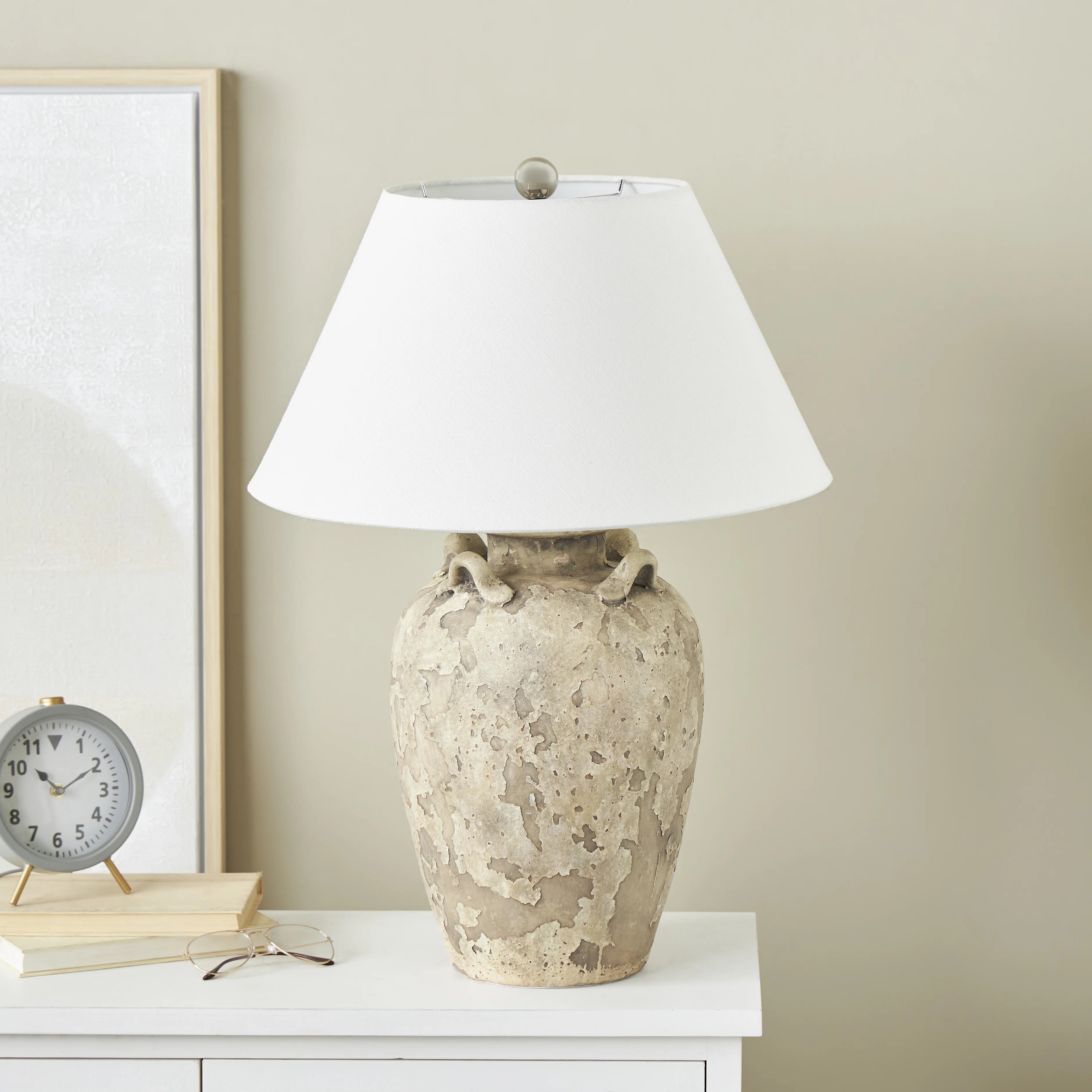 Union Rustic Ilana Ceramic Distressed Antique Style Textured Pot Vase Light Brown Table Lamp | Wa... | Wayfair North America