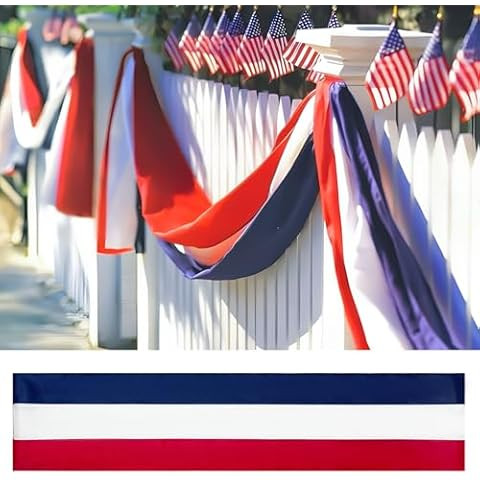 2Pack Patriotic Bunting US Flag Decorations 4th of July Decor 2x20 Ft Large Red, White & Blue Ban... | Amazon (US)