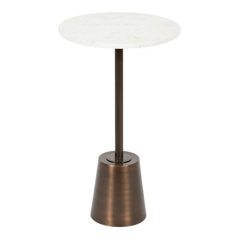 Kate and Laurel Tira Round Side Table, 14 x 14 x 24, White and Bronze, Decorative Pedestal Style ... | Walmart (US)