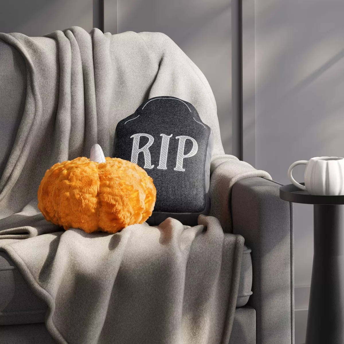 13"x9" 'RIP' Tombstone Novelty Shaped Throw Pillow Black - Hyde and EEK! Boutique™ | Target