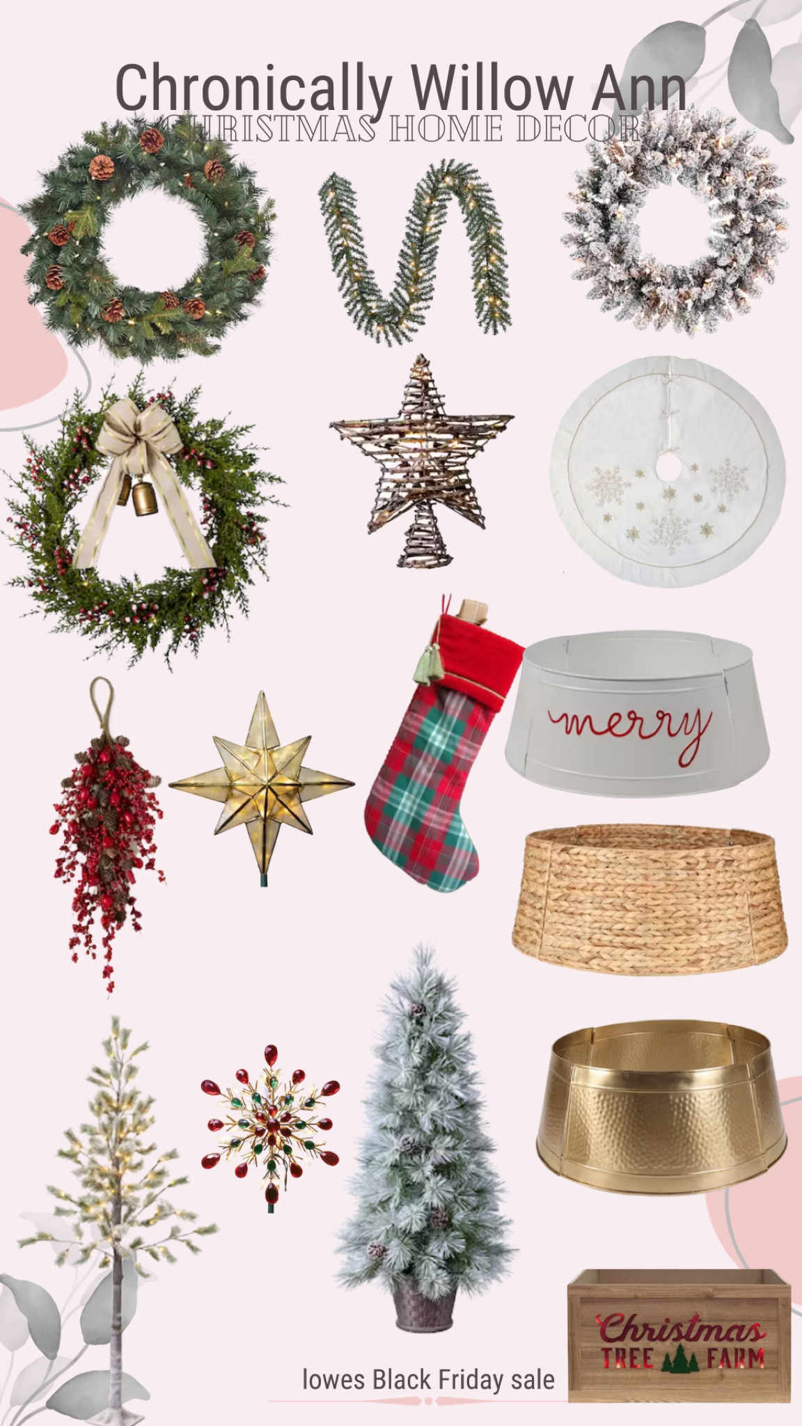 Lowe’s amazing sales for all the most beautiful Christmas decor. Early Black Friday sales will have you getting your house perfectly ready for the holidays without breaking the bank. I loved these tree collars and the most beautiful tree toppers. Christmas holiday decor, Christmas interior style, Christmas trees, Christmas wreaths, Christmas sale

#LTKSeasonal #LTKCyberWeek #LTKhome