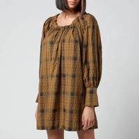 Ganni Women's Seersucker Check Dress - Butternut - EU 36/UK 8 | Coggles (Global)