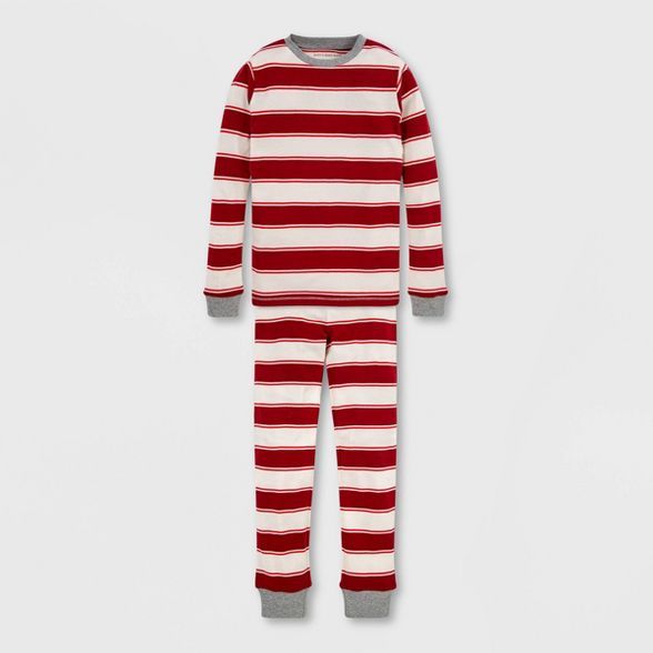 Burt's Bees Baby® Kids' Organic Cotton Rugby Striped Pajama Set - Red | Target